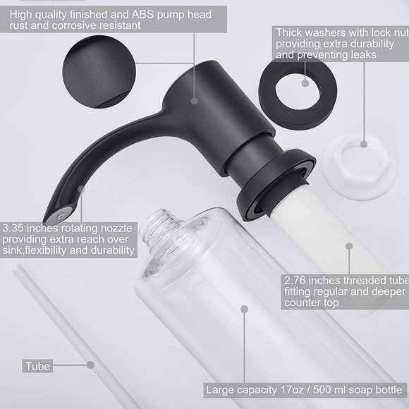 NWOT Top Refill Soap Dispenser ABS Pump Head 17oz Lotion Bottle Built-in Design - Picture 11 of 13